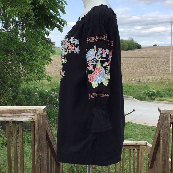 Free People Printed Strapless Mini Dress Fleur Du Jour Off Shoulder Embroidered - Picture 5 of 14